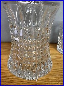 Stunning SQUARE DECANTER WITH 6 MATCHING Old Fashioned Glasses Vintage & Nice