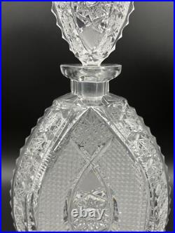 Stunning Vintage Bohemia Podebrady Czech Crystal Cut Glass 12 Decanter