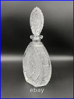 Stunning Vintage Bohemia Podebrady Czech Crystal Cut Glass 12 Decanter
