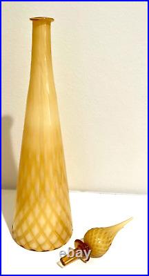 Stunning Vintage Butterscotch Cased Glass, Empoli 24 Tall, Decanter Genie Bot