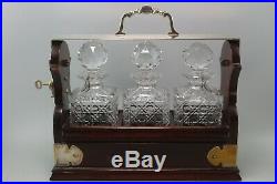 Stunning Vintage Tantalus with lock and key in Silver plate 3 decanters