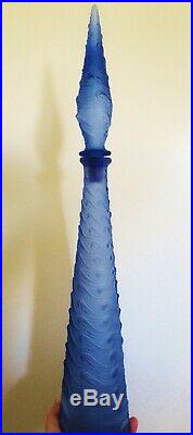 Supa Rare Vintage Frosted Purple Waves Italian Art Glass Genie Bottle Decanter