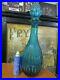 Super-Rare-Retro-Vintage-Turquoise-Blue-Glass-Genie-Bottle-Decanter-01-fhr