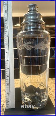 T. G. Hawkes Sterling Etched Glass Decanter M. A. W. Monogram Vintage Antique