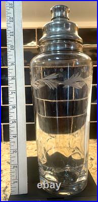 T. G. Hawkes Sterling Etched Glass Decanter M. A. W. Monogram Vintage Antique