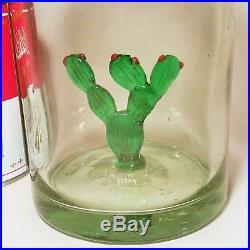 TEQUILA! Vtg art glass decanter bottle cactus figurine cowboy western tiki bar