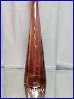 TOWERING! 27 Amethyst Empoli Handblown Glass Decanter Genie Bottle Vintage MCM