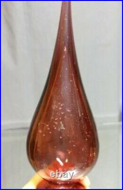 TOWERING! 27 Amethyst Empoli Handblown Glass Decanter Genie Bottle Vintage MCM