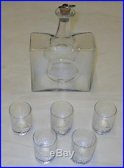 Tapio Wirkkala Vintage Glass Bottle Carafe & Dram Tumblers 5 Iittala Finland Sig