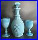 Turquoise-Blue-Milk-Glass-Decanter-2-Goblets-Vintage-Art-Deco-Casa-Pupa-01-ucjb