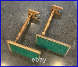 Two 2 Vintage Cellini Masterpieces Rifle Decanter w Wood Stand Italy AMBER GREEN