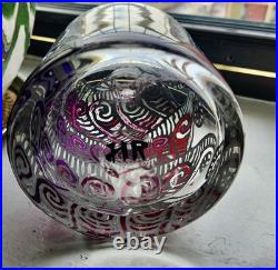 Unusual Vintage Signed Hand Painted Glass Decanter 10.5