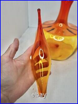 VHTF Vintage MCM Blenko Glass 6417 Pumpkin Decanter 18.5 Withflame Stopper