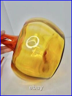 VHTF Vintage MCM Blenko Glass 6417 Pumpkin Decanter 18.5 Withflame Stopper