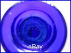 VINTAGE 1960s COBALT BLUE ITALIAN ART GLASS GENIE BOTTLE DECANTERCIRCUS PATTERN