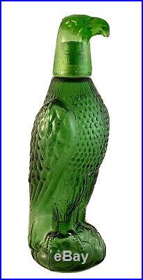VINTAGE 1960s ITALIAN GREEN EAGLE GENIE BOTTLE DECANTER & STOPPER RETRO GLASS