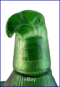 VINTAGE 1960s ITALIAN GREEN EAGLE GENIE BOTTLE DECANTER & STOPPER RETRO GLASS