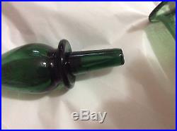 VINTAGE 1960s MID CENTURY MODERN Empoli Blown Glass Decanter with Stopper 17T