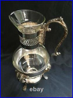 VINTAGE Antique Open-Top Glass Coffee Decanter (Carafe) and Warmer Base