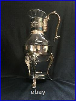 VINTAGE Antique Open-Top Glass Coffee Decanter (Carafe) and Warmer Base