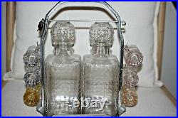 VINTAGE BARWARE WHISKEY / LIQUOR DECANTER SET With GLASS MINI-MUGS & KEY CADDY
