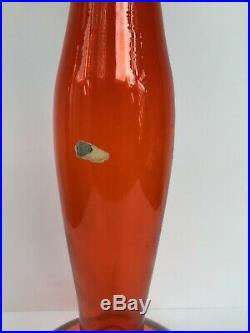 VINTAGE BLENKO ART GLASS DECANTER WAYNE HUSTED 30 TALL With LABEL