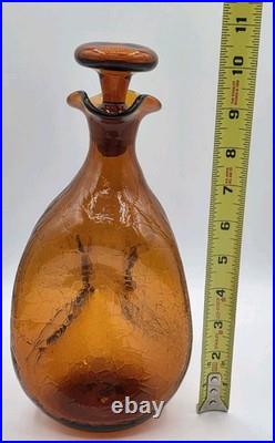 VINTAGE Blenko #49 Amber Crackle Glass Pinched Decanter Winslow Anderson MCM VINTAGE Blenko #49 Amber Crackle Glass Pinched Decanter Winslow Anderson MCM