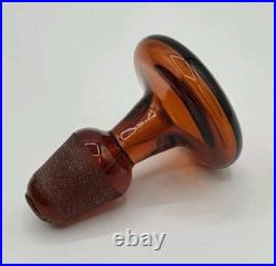 VINTAGE Blenko #49 Amber Crackle Glass Pinched Decanter Winslow Anderson MCM
