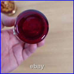 VINTAGE Bohemain Ruby and Gold Trim Glass Decanter WITH GLASSES
