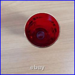 VINTAGE Bohemain Ruby and Gold Trim Glass Decanter WITH GLASSES