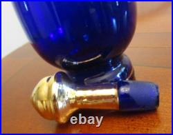 VINTAGE COBALT BLUE GOLD HANDPAINTED DECANTER SET With6 GLASSES BOHEMIAN CZECH