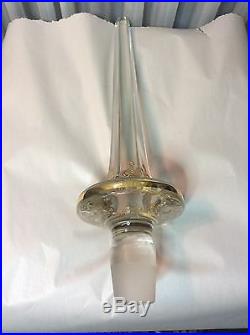 VINTAGE CZECH BOHEMIAN CARAFE DECANTER White Gold Enameled Cut Crystal Top 27