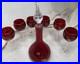 VINTAGE-CZECH-BOHEMIAN-RUBY-GLASS-DECANTER-5-GOBLET-SET-GOLD-GRAPE-DESIGN-Boho-01-ejx