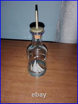 VINTAGE CZECHO GLASS ENAMELED HAND PAINTED DECANTER Oil/Vingear, SHOT, Wine, ++++ VINTAGE CZECHO GLASS ENAMELED HAND PAINTED DECANTER Oil/Vingear, SHOT, Wine, ++++