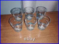 VINTAGE CZECHO GLASS ENAMELED HAND PAINTED DECANTER Oil/Vingear, SHOT, Wine, ++++