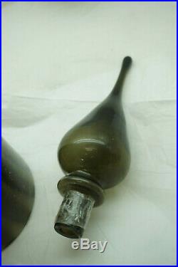 VINTAGE DECANTER GENIE BOTTLE STOPPER 23in TALL SMOKY GRAY GLASS MID CENTURY MOD