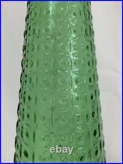 VINTAGE EMPOLI GLASS GENIE BOTTLE DECANTER with STOPPER 21.5 TALL GREEN
