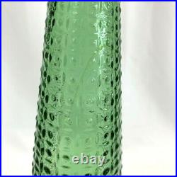 VINTAGE EMPOLI GLASS GENIE BOTTLE DECANTER with STOPPER 21.5 TALL GREEN