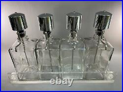 VINTAGE GLASS LIQUOR PUMP DISPENSER DECANTER SET Look