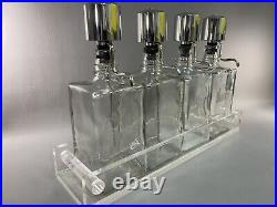 VINTAGE GLASS LIQUOR PUMP DISPENSER DECANTER SET Look