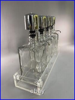 VINTAGE GLASS LIQUOR PUMP DISPENSER DECANTER SET Look