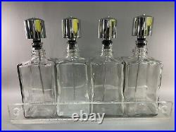 VINTAGE GLASS LIQUOR PUMP DISPENSER DECANTER SET Look