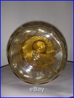 VINTAGE LARGE HAND BLOWN AMBER GENIE BOTTLE-DECANTER WithSTOPPER