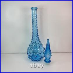 VINTAGE MCM 19.5 BLUE BUBBLE EMPOLI GENIE BOTTLE DECANTER WithSTOPPER