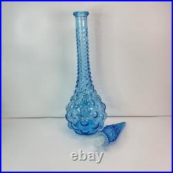 VINTAGE MCM 19.5 BLUE BUBBLE EMPOLI GENIE BOTTLE DECANTER WithSTOPPER