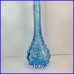 VINTAGE MCM 19.5 BLUE BUBBLE EMPOLI GENIE BOTTLE DECANTER WithSTOPPER