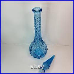 VINTAGE MCM 19.5 BLUE BUBBLE EMPOLI GENIE BOTTLE DECANTER WithSTOPPER