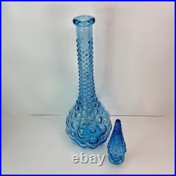 VINTAGE MCM 19.5 BLUE BUBBLE EMPOLI GENIE BOTTLE DECANTER WithSTOPPER