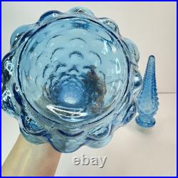 VINTAGE MCM 19.5 BLUE BUBBLE EMPOLI GENIE BOTTLE DECANTER WithSTOPPER