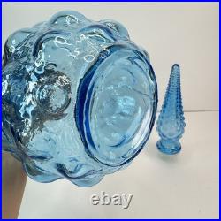 VINTAGE MCM 19.5 BLUE BUBBLE EMPOLI GENIE BOTTLE DECANTER WithSTOPPER